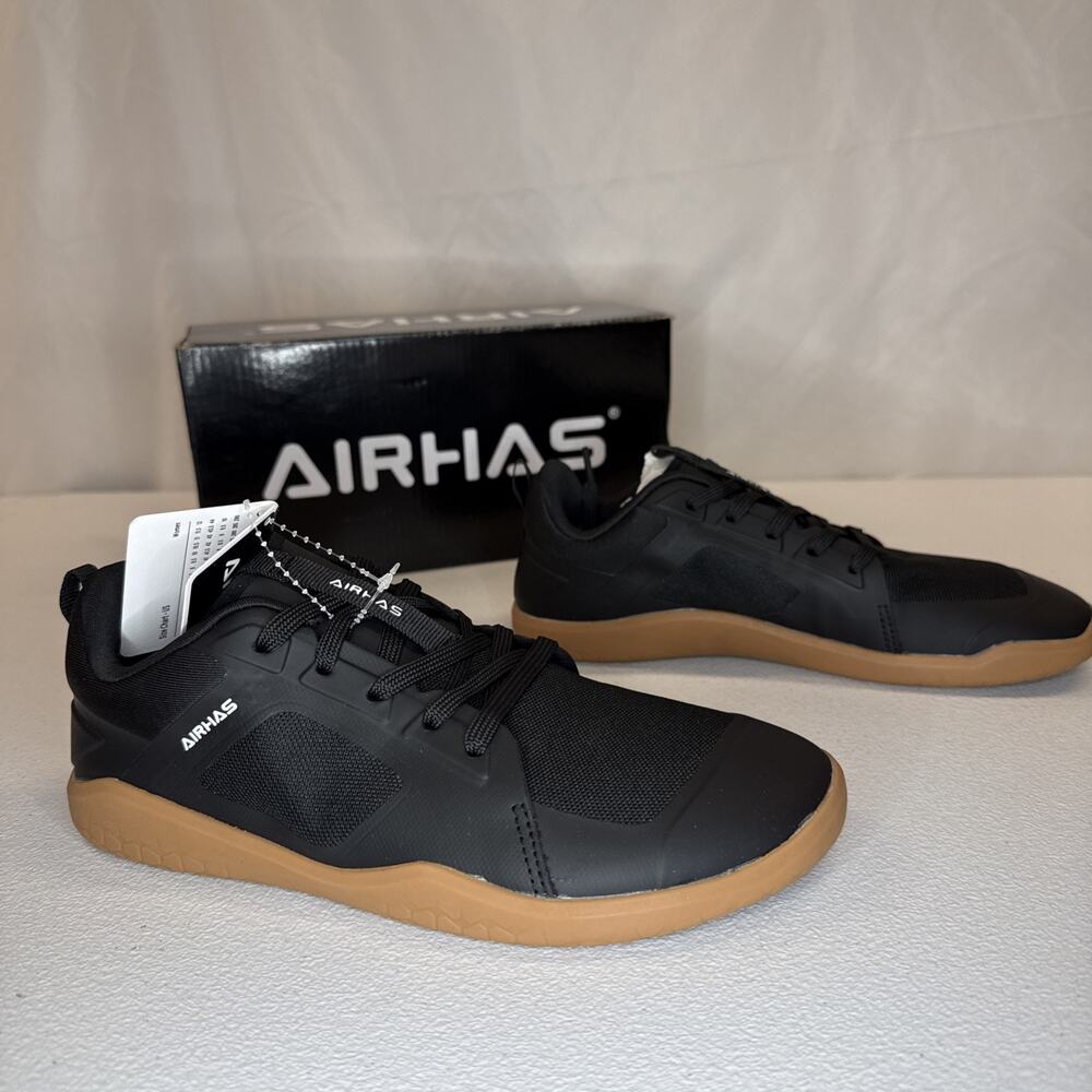 AIRHAS Womens Minimalist Barefoot Shoes Zero Drop Black/Gum Size 7